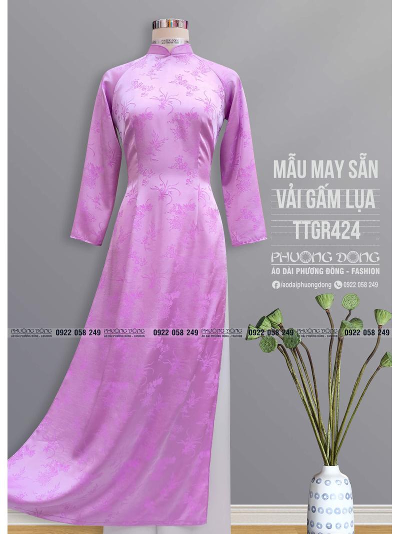 Áo Dài Truyền Thống Gấm Lụa TTGR424